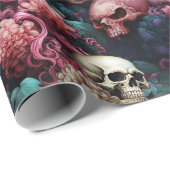 Unterwasser-Schädel mit Korallen- und Blütenszene Geschenkpapier (Rolleneckpunkt)