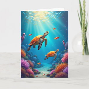 Unterwasser-Schildkröten-Geburtstagskarte Karte