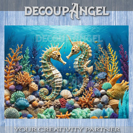 Unterwasser-Seaunicorn-Paar - Decoupage - Seidenpapier