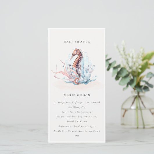 Unterwasser-Seepferd-Algendusche laden ein Dankeskarte (Stehend Vorderseite)