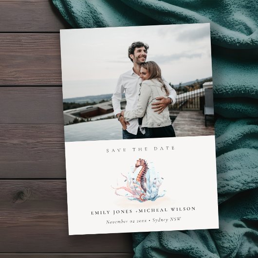 Unterwasser-Seepferd - Save the Date Algenkarte Dankeskarte