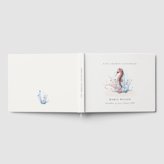 Unterwasser-Seepferd Seetang Coral Baby-Dusche Gästebuch (Voll)