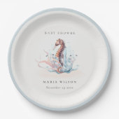 Unterwasser-Seepferd Seetang Coral Baby-Dusche Pappteller (Vorderseite)