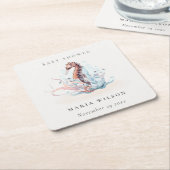 Unterwasser-Seepferd Seetang Coral Baby-Dusche Rechteckiger Pappuntersetzer (angewinkelt)