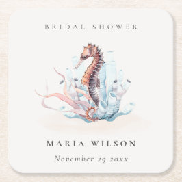 Unterwasser-Seepferd Seetang Coral Brautparty Rechteckiger Pappuntersetzer