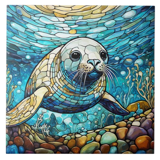 Unterwasser-Siegel Kunstgewerbe Fliese (Vorderseite)