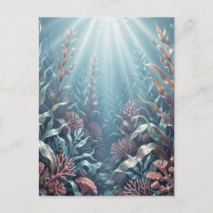 Unterwasser-Sonnenstrahlen Korallenriff Seetang Oz Postkarte