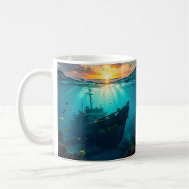 Unterwasser-Sonnenuntergang und Dolphin-Surfer Kaffeetasse
