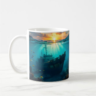 Unterwasser-Sonnenuntergang und Dolphin-Surfer Kaffeetasse