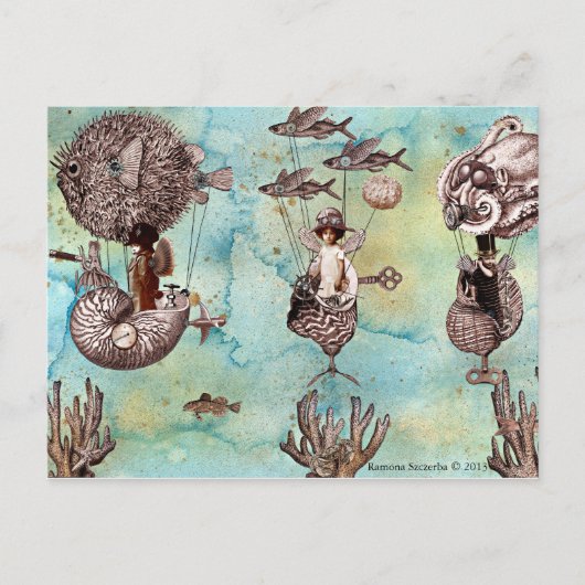 Unterwasser-Steampunk-Flotilla Postkarte (Vorderseite)