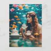 Unterwasser-Tee mit Goldfish Postkarte (Vorderseite)