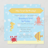 Unterwasser Thema Geburtstagsfeier Einladung (Vorne/Hinten)