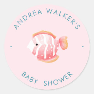 Unterwasser-Tiere Farbige Babyparty  Runder Aufkleber