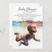 Unterwasser Träume Wasserfarben Babydusche Einladung (Vorne/Hinten)