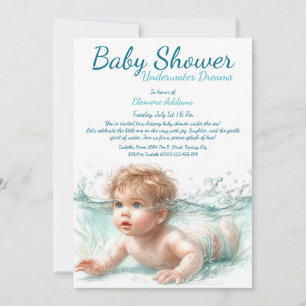 Unterwasser Träume Wasserfarben Babydusche Einladung