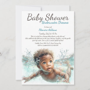 Unterwasser Träume Wasserfarben Babydusche Einladung
