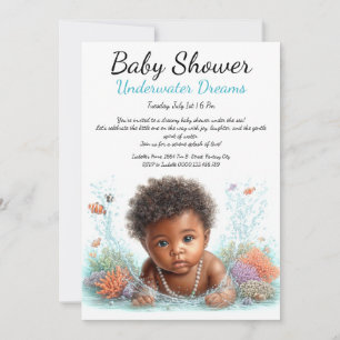 Unterwasser Träume Wasserfarben Babydusche Einladung