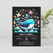 Unterwasser Whale Pink Girl Geburtstag Einladung (Stehend Vorderseite)