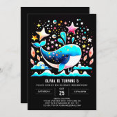 Unterwasser Whale Pink Girl Geburtstag Einladung (Vorne/Hinten)