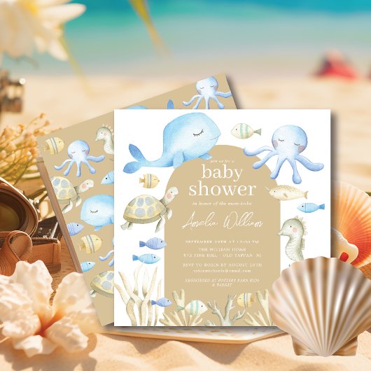 Unterwasser-Whimsy-Babydusche Einladung