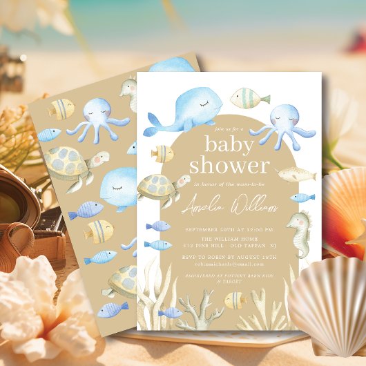 Unterwasser-Whimsy-Babydusche Einladung