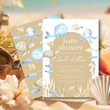 Unterwasser-Whimsy-Babydusche Einladung