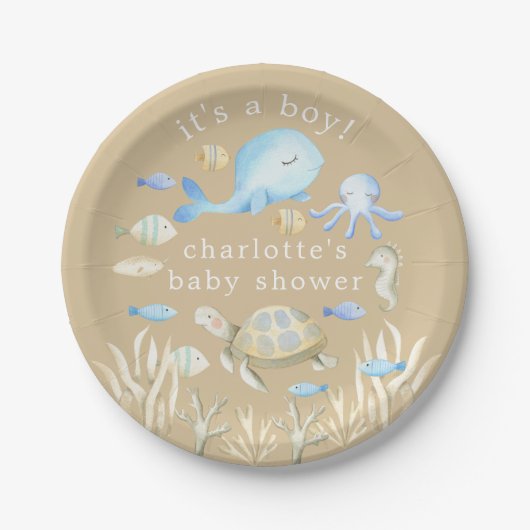 Unterwasser-Whimsy-Babydusche Pappteller (Vorderseite)