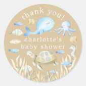 Unterwasser-Whimsy-Babydusche Runder Aufkleber (Vorderseite)