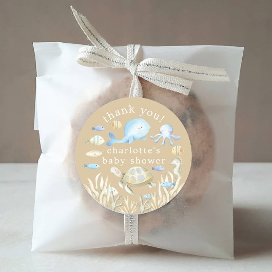 Unterwasser-Whimsy-Babydusche Runder Aufkleber