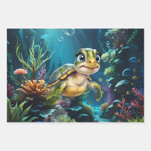 Unterwasserabenteuer mit der fröhlichen Schildkröt Geschenkpapier Set (Vorderseite 2)