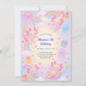 Unterwasserabenteuer Niedlich Axolotl Geburtstagsp Einladung (Vorderseite)