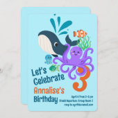 Unterwasseraquarium Geburtstagsfeier Einladung (Vorne/Hinten)