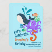 Unterwasseraquarium Geburtstagsfeier Einladung (Vorne/Hinten)