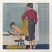 Unterwasseratemgerät in der Wanne Glasuntersetzer (Vorderseite)