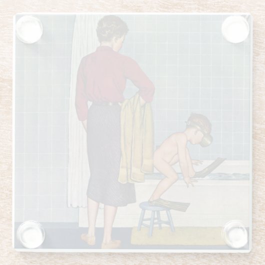 Unterwasseratemgerät in der Wanne Glasuntersetzer (Rückseite)