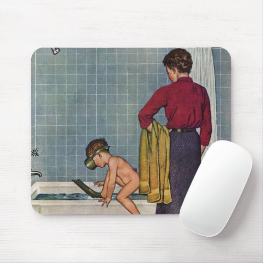 Unterwasseratemgerät in der Wanne Mousepad (Mit Mouse)