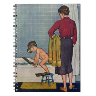 Unterwasseratemgerät in der Wanne Notizblock