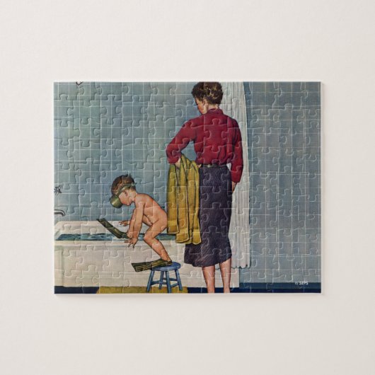 Unterwasseratemgerät in der Wanne Puzzle (Horizontal)