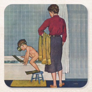 Unterwasseratemgerät in der Wanne Rechteckiger Pappuntersetzer