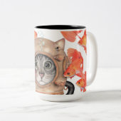 Unterwasseratemgerät-Katze unter den Fischen Zweifarbige Tasse (VorderseiteRechts)