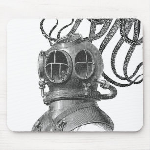Unterwasseratemgerät mit Tintenfisch-Mausunterlag Mousepad