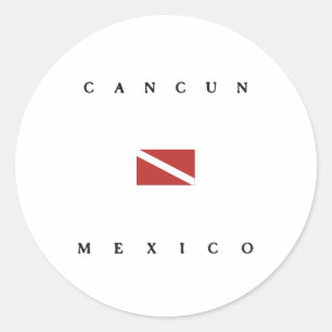 Unterwasseratemgerät-Tauchen-Flagge Cancun Mexiko Runder Aufkleber