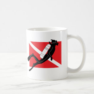 UNTERWASSERATEMGERÄT Tauchen-Flagge mit männlich Kaffeetasse