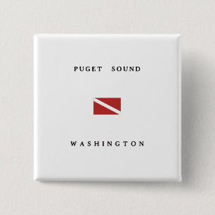Unterwasseratemgerät-Tauchen-Flagge Puget Sounds Button