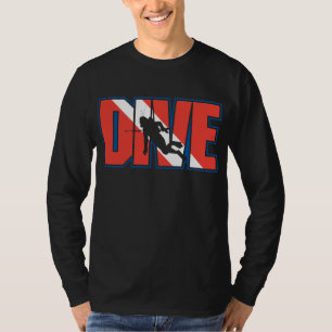 UNTERWASSERATEMGERÄT Tauchen-Schwarz-langer T-Shirt