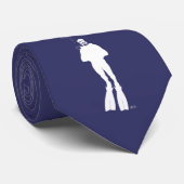 Unterwasseratemgerät-Taucher-Silhouette (Mann) Krawatte (Gerollt)
