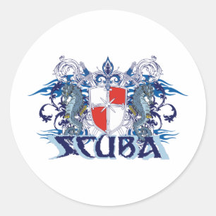 UNTERWASSERATEMGERÄT-WAPPEN RUNDER AUFKLEBER