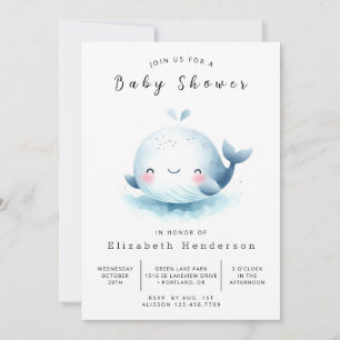 Unterwasserdruckbare Whale-Babydusche Einladung