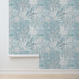 Unterwasserfarbene Pflanze Starfish Blaue Küste Tapete