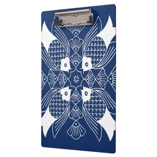 Unterwasserfisch-Entwurf mit blauem Hintergrund Klemmbrett (Links)